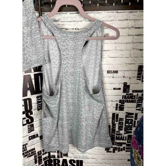 Spyder L Logo Gray Heather Racerback Drawstring Waist Tank & Shorts Lounge Set - Picture 4 of 7